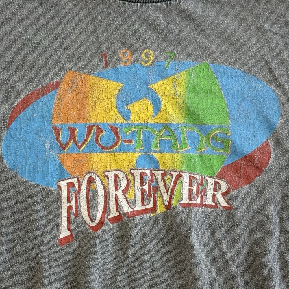 WU TANG CLAN Shirt Mens Medium Gray 1997 Forever Rap Tee Hip Hop Music Faded